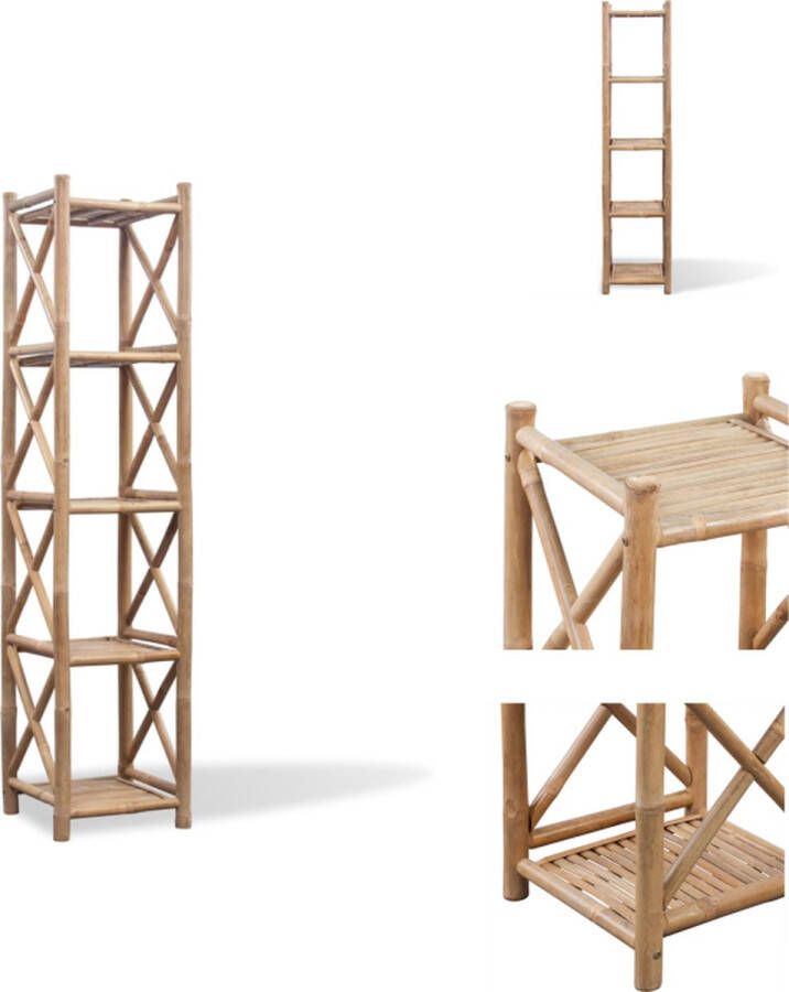 VidaXL Staande Plank Staande Planken Badkamerschap Display Schap Rek 5-laags vierkant bamboe