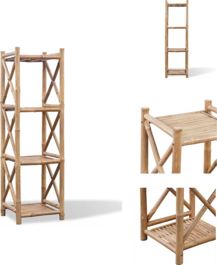 VidaXL Bamboe Rek 35x35x117 cm Vier lagen Weerbestendig en duurzaam Tropische uitstraling Kast
