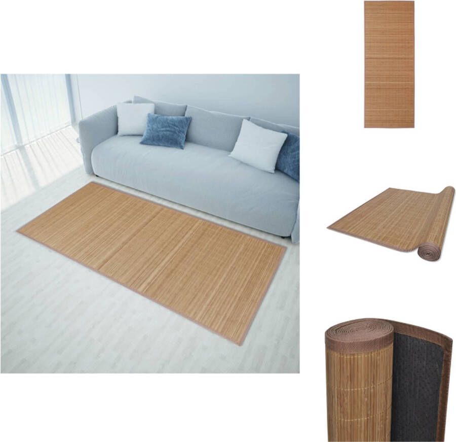 vidaXL Bamboemat Moderne Tapijt Afmeting- 120 x 180 cm Kleur- Bruin Antislip PVC-onderkant Vloerkleed