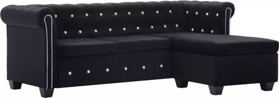 VidaXL Bank Chesterfield-stijl L-vormig 199x142x72 cm fluweel zwart