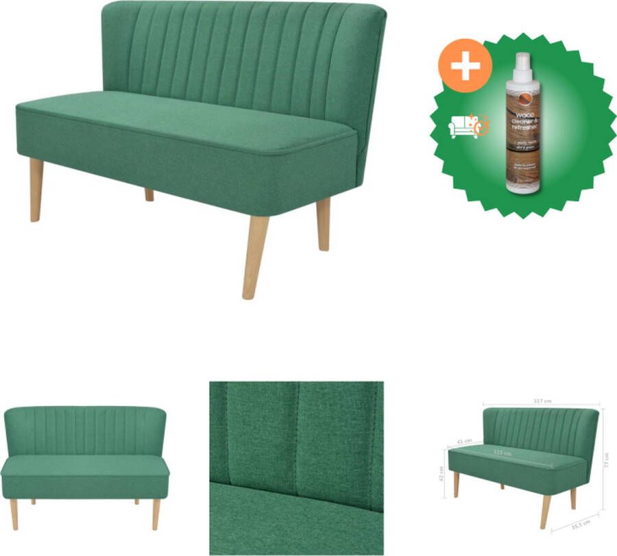VidaXL Bank Compacte Moderne Tweezitsbank 117 x 55.5 x 77 cm Groen Bank Inclusief Houtreiniger en verfrisser