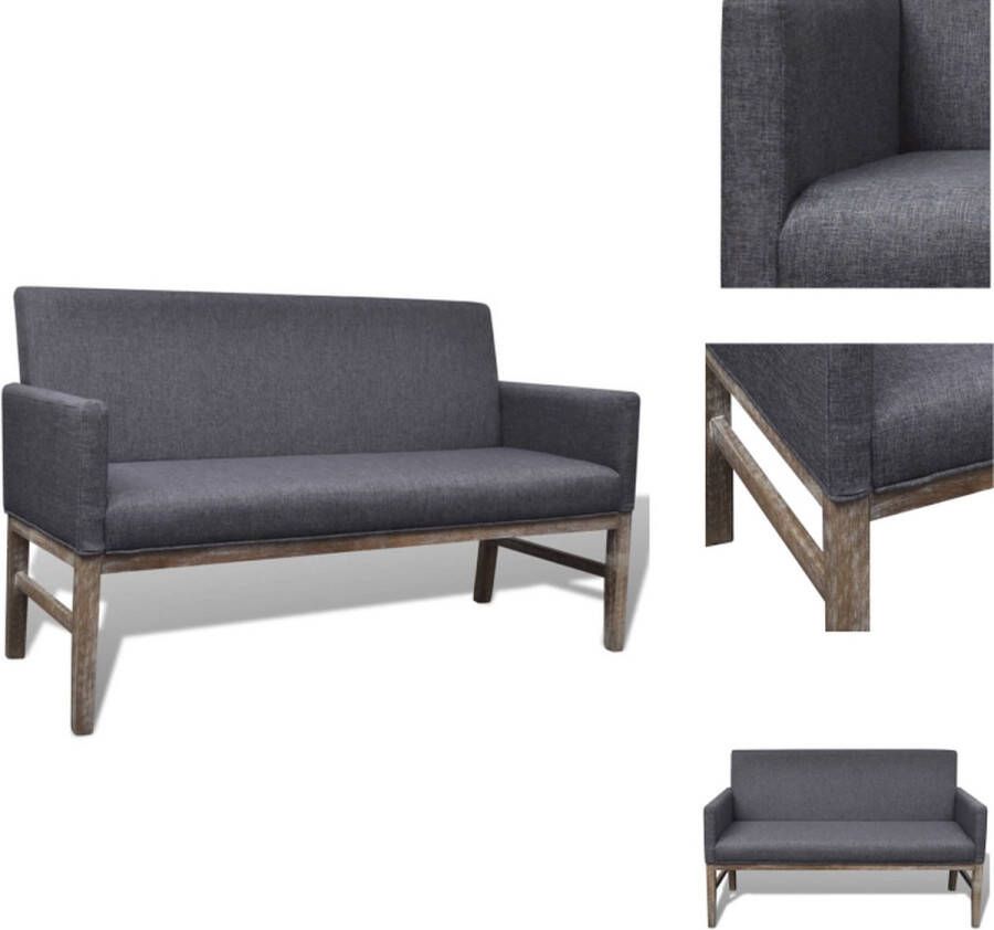 VidaXL Bank Banken Bankje Bankjes Bank met gevoerde kussens stof rubberwood donkergrijs - Foto 2