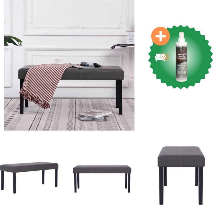 VidaXL Bank Kunstleer 106 x 43 x 46 cm Grijs Duurzaam houten frame Hocker Inclusief Reiniger