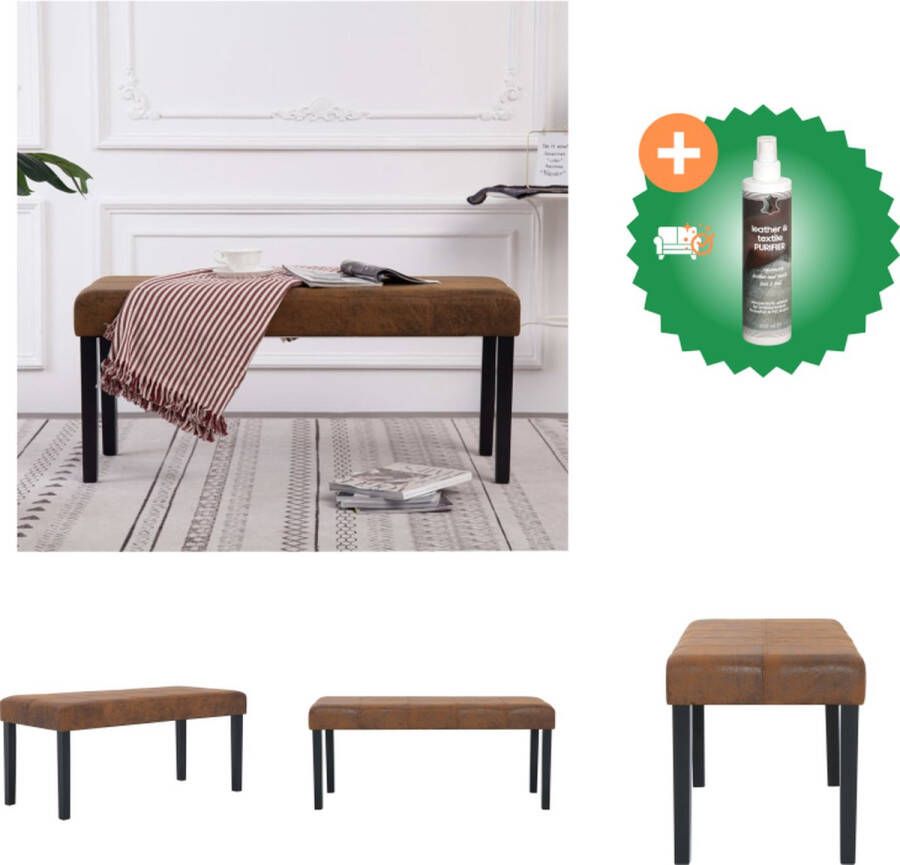VidaXL Bank Kunstsuède Bruin 106x43x46 cm Dik gevoerde bovenkant eenvoudig te monteren Hocker Inclusief Reiniger