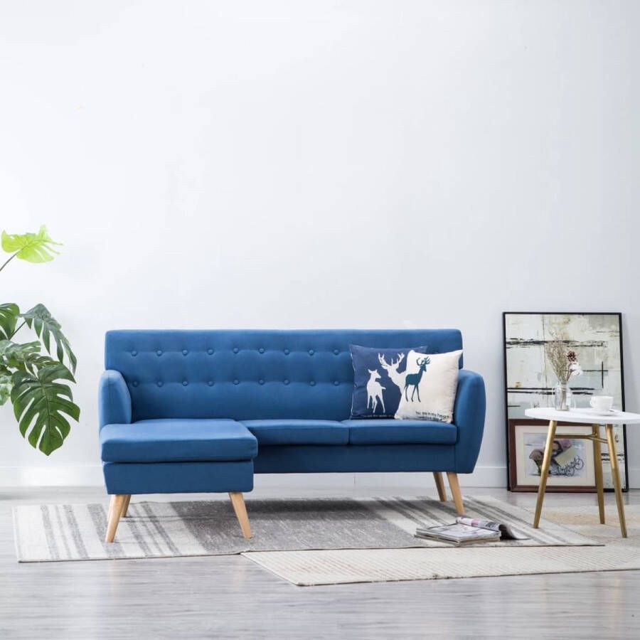 VidaXL -Bank-L-vormig-171 5x138x81 5-cm-stof-blauw - Foto 2
