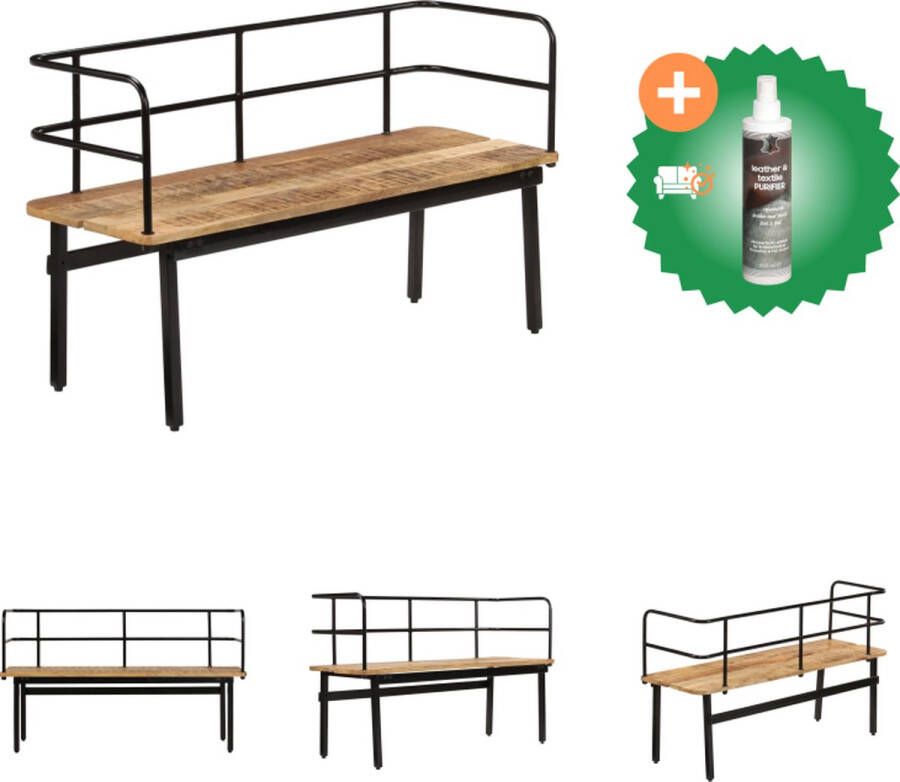 VidaXL Bank Massief Mangohout 120x40x70 cm Industriële Stijl Hocker Inclusief Reiniger