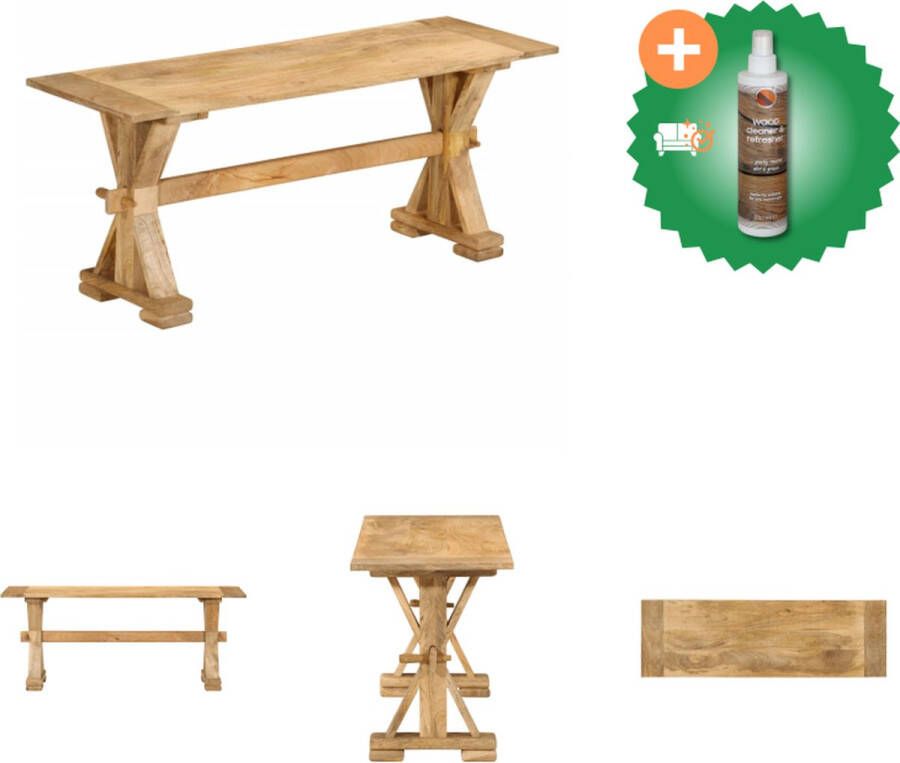 VidaXL Bank Massief Mangohout Woonkamer Hal Kleedkamerbank 110 x 35 x 45 cm Max 110 kg draagvermogen Bank Inclusief Houtreiniger en verfrisser