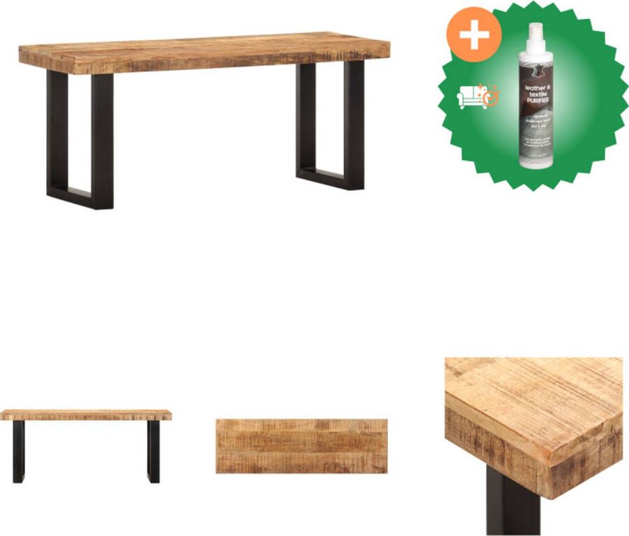 VidaXL Bank Massief ruw mangohout Industriële stijl 110x35x46 cm (bruin zwart) Hocker Inclusief Reiniger