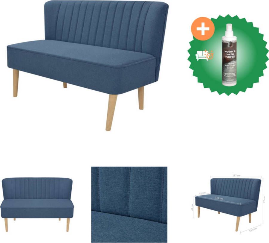 VidaXL Bank Tweezitsbank Blauw 117 x 55.5 x 77 cm Polyester Bank Inclusief Reiniger