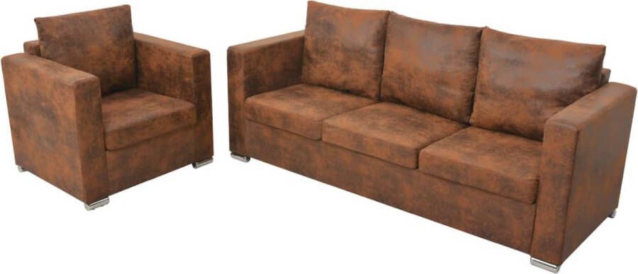 VidaXL Bankenset 3+1 kunst suÃ¨de leer 2-delig