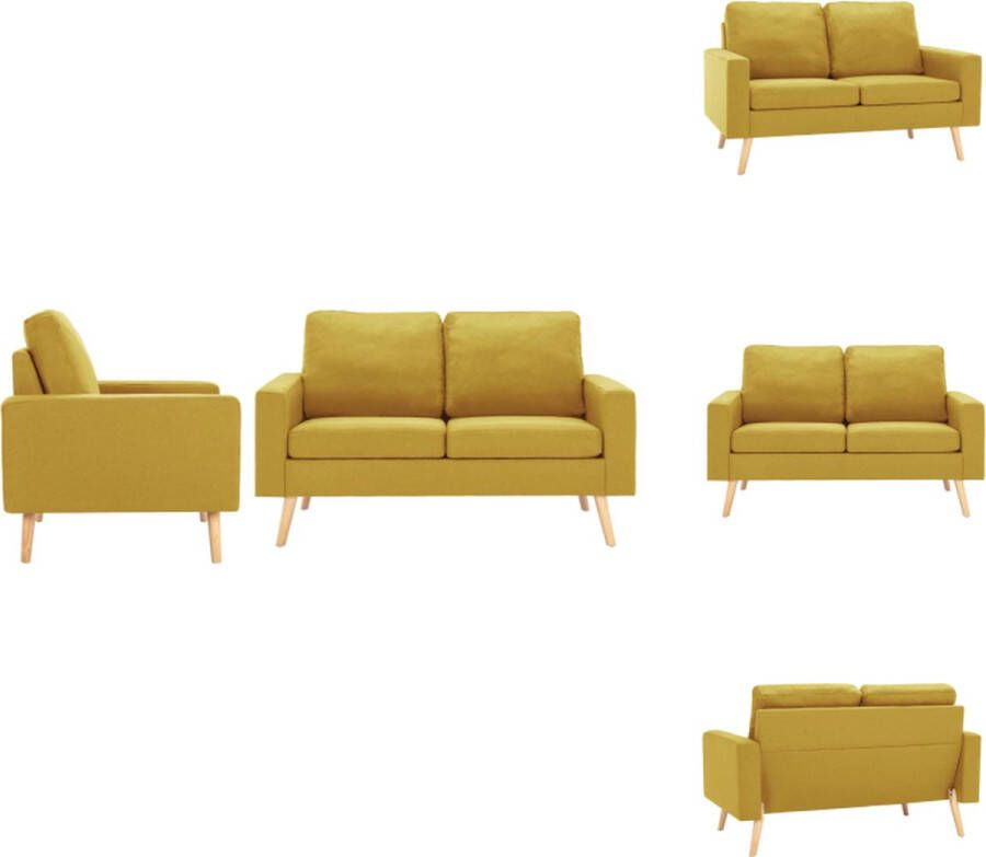 VidaXL Bankstel Comfortabel en duurzaam Geel 2-zitsbank- 135 x 65 x 76 cm 3-zitsbank- 180 x 65 x 76 cm Polyester Bank