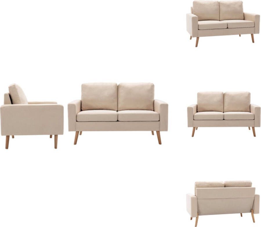 VidaXL Bank Banken Zitbank Zitbanken 2-delig Bankstel stof crème