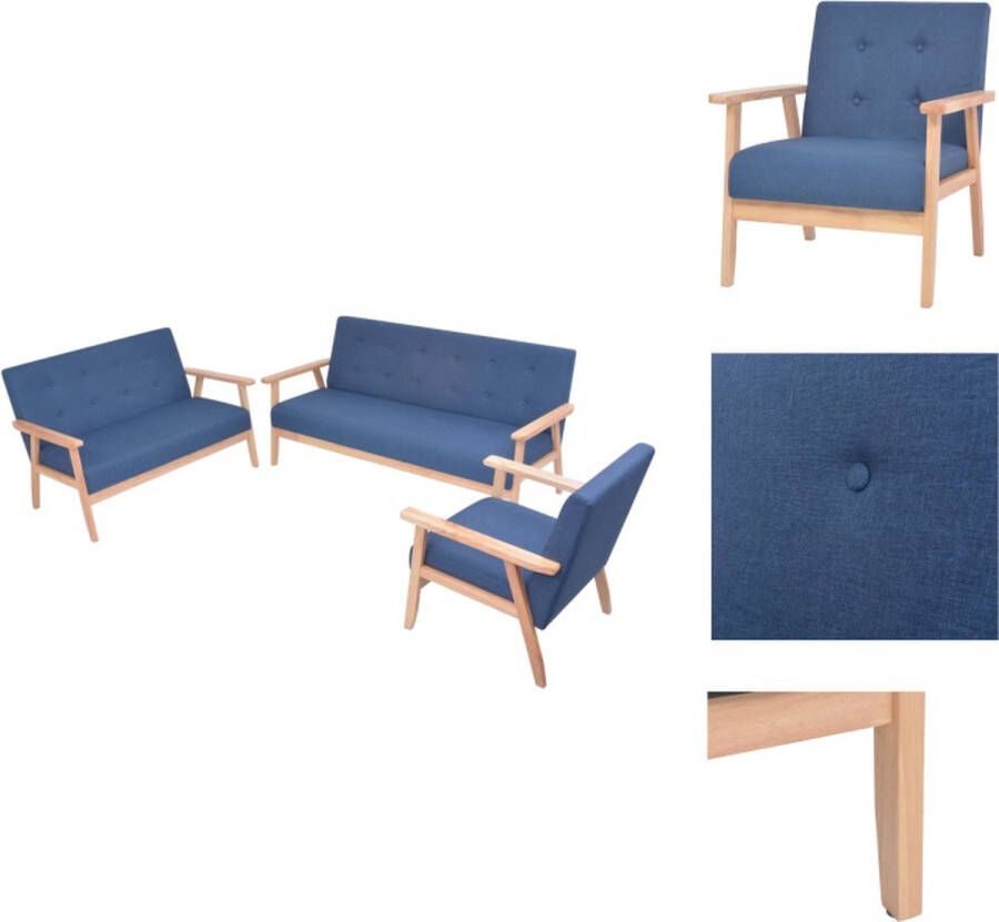 VidaXL Bankstel Bankstellen Moderne Bank Moderne Banken Bankstel stof blauw 3-delig
