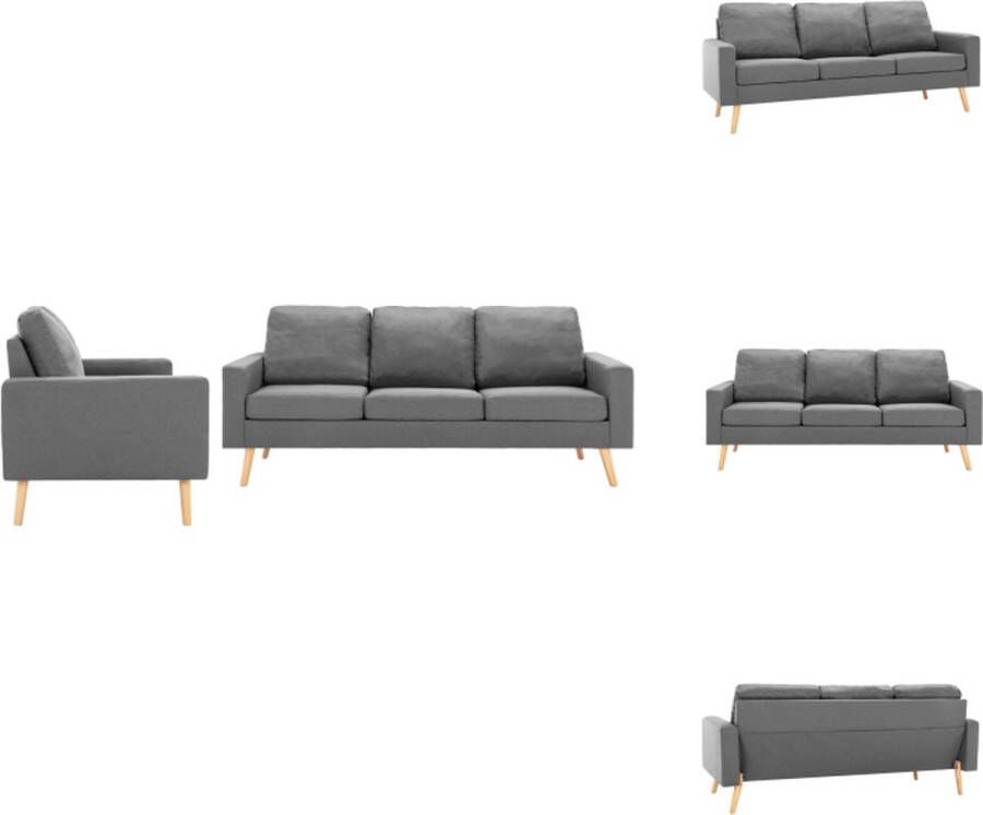 VidaXL Bankenset Country Lichtgrijs Houten frame 2- en 3-zitsbank Zitkussens Rugkussens Montage vereist Bank