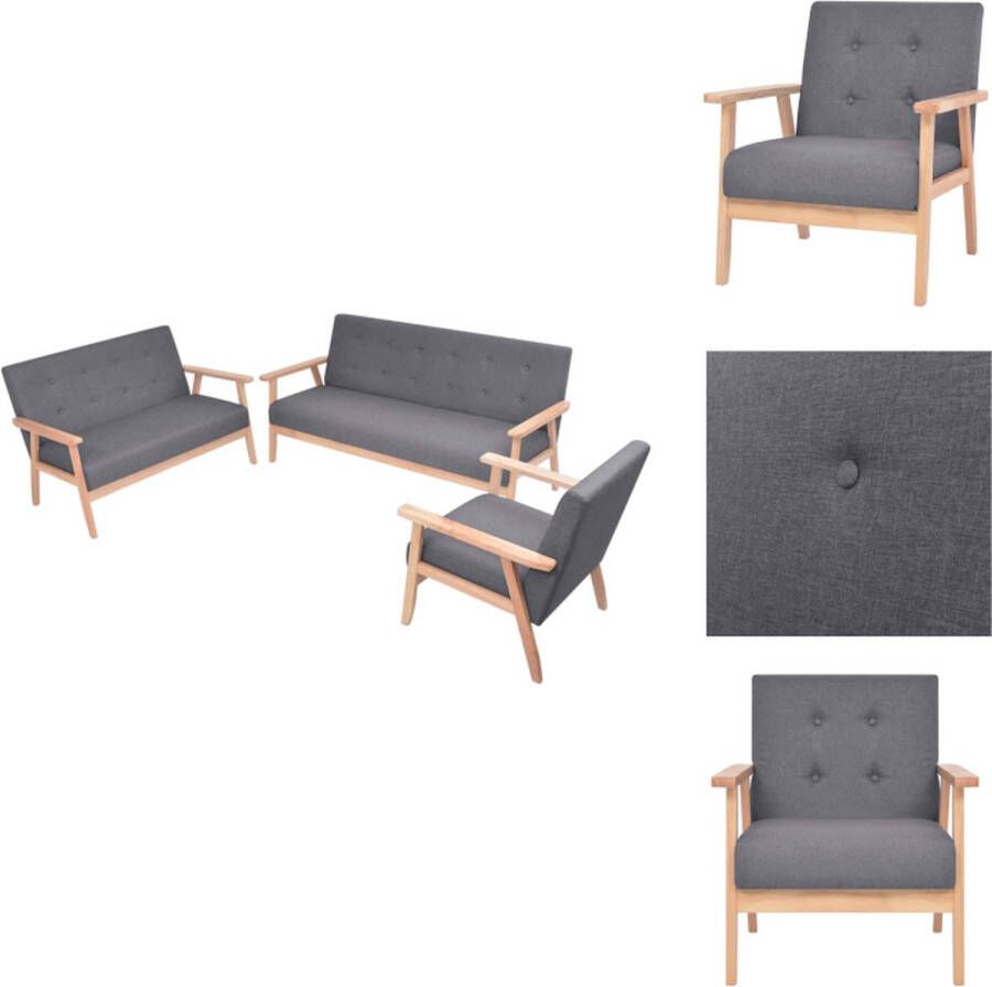 VidaXL Bankstel Bankstellen Bank Stel Bank Stellen Bankstel stof donkergrijs 3-delig