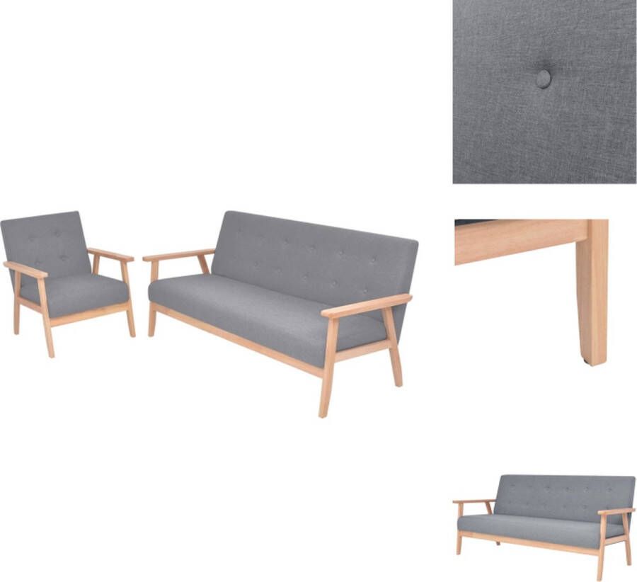 VidaXL Bankenset Erg comfortabel Lichtgrijs Houten frame Polyesterstof Afmetingen- 158 x 67 x 73.5 cm Bank