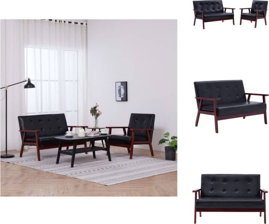 VidaXL Bankstel Bankstellen Bank Stel Bank Stellen 2-delig Bankstel kunstleer zwart - Foto 2