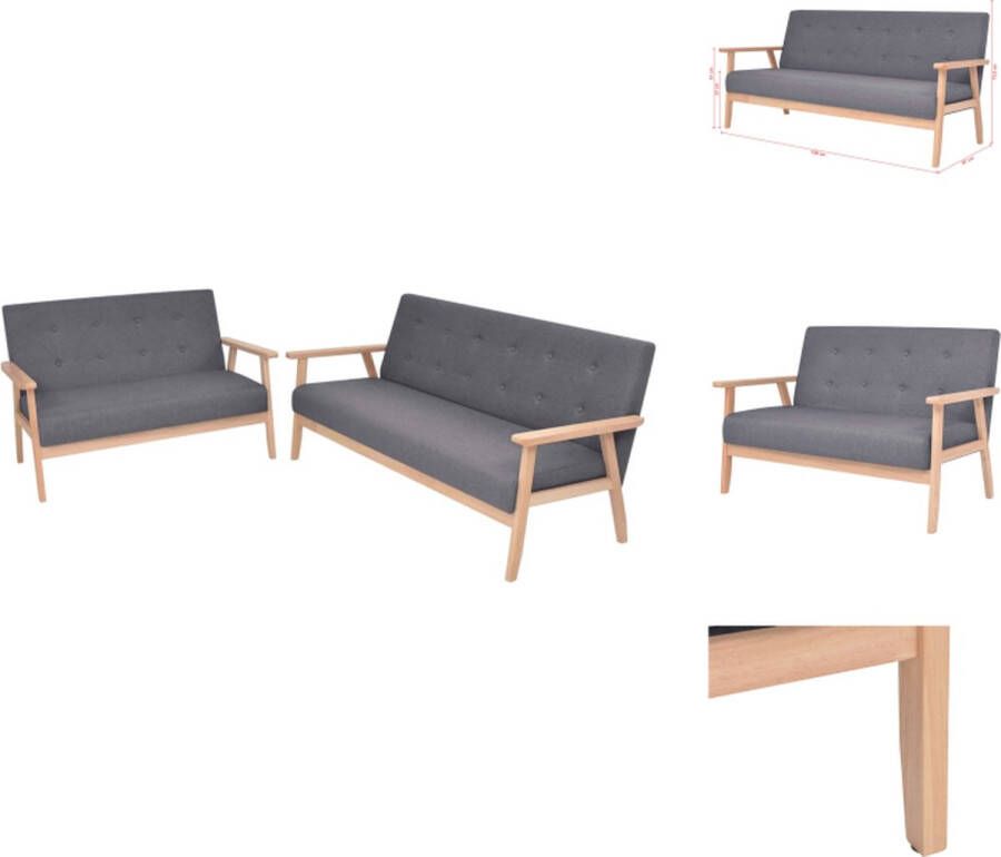 VidaXL Bankstel Bankstellen Bank Stel Bank Stellen Bankstel stof donkergrijs 2-delig - Foto 2