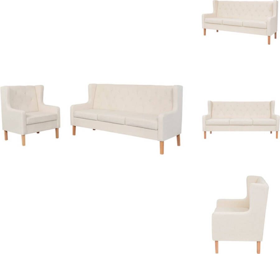 VidaXL Bankstel Bankstellen Moderne Bank Moderne Banken Bankstel 3+1 stof crèmewit 2-delig