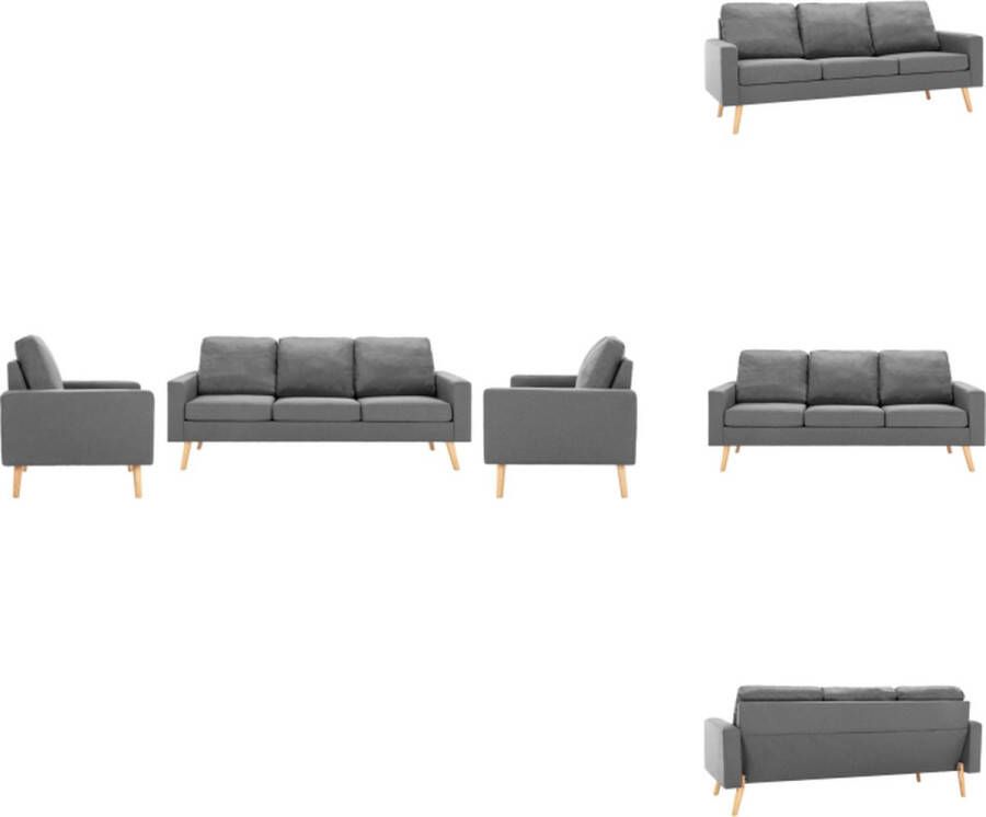 VidaXL Bank Banken Zitbank Zitbanken 3-delig Bankstel stof lichtgrijs