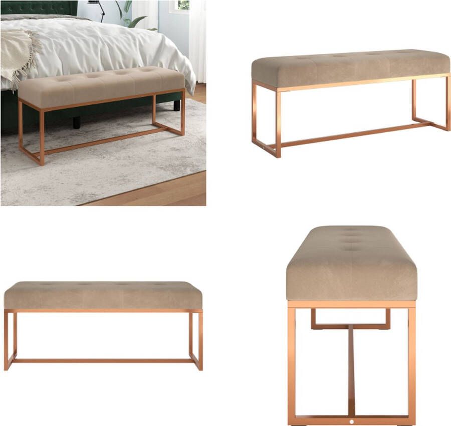VidaXL Bankje 110x36x45 cm fluweel beige Bankje Bankjes Bank Zitbank