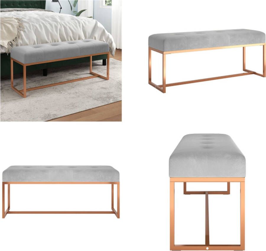 VidaXL Bankje 110x36x45 cm fluweel grijs Bankje Bankjes Bank Zitbank