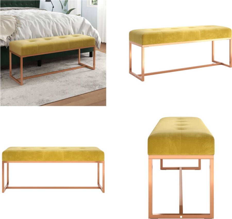 VidaXL Bankje 110x36x45 cm fluweel mosterdgeel Bankje Bankjes Bank Zitbank