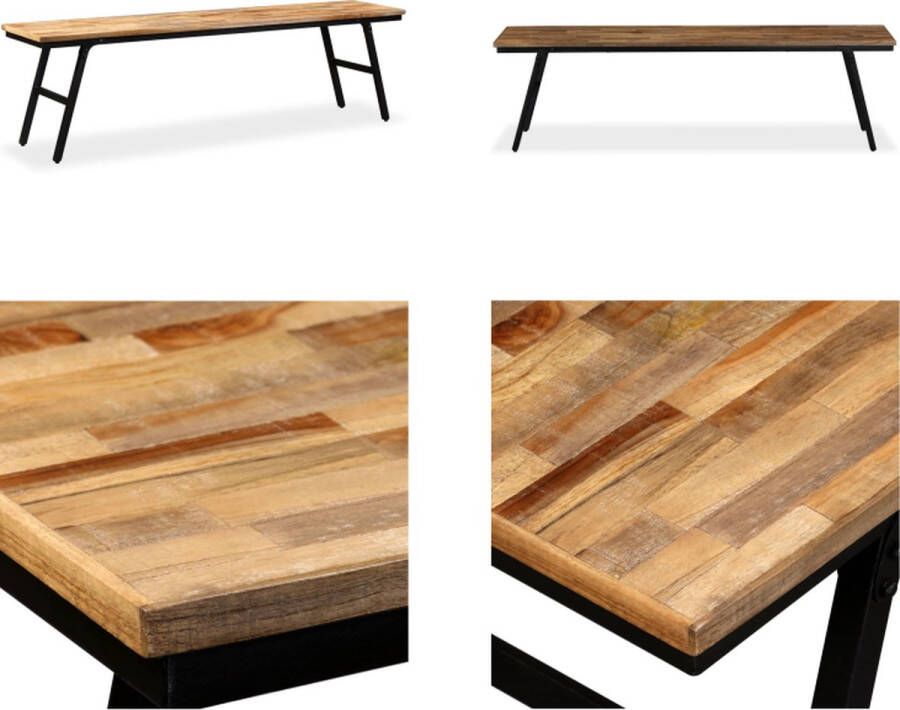 VidaXL Bankje 160x35x45 cm gerecycled teakhout en staal Bankje Bankjes Halbankje Halbankjes