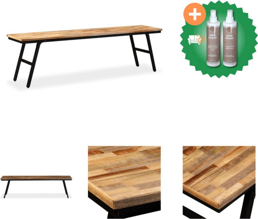 VidaXL Bankje 160x35x45 cm gerecycled teakhout en staal Hocker Inclusief Onderhoudsset
