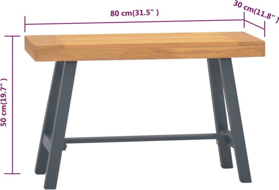 VidaXL -Bankje-80-cm-massief-teakhout - Foto 2