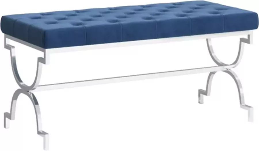 VidaXL Bankje 99 cm fluweel en roestvrij staal blauw