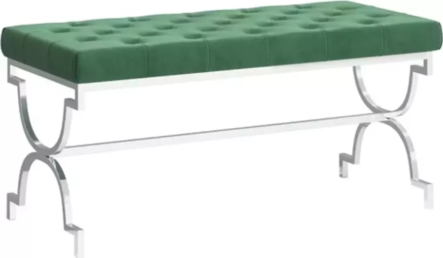 VidaXL Bankje 99 cm fluweel en roestvrij staal donkergroen