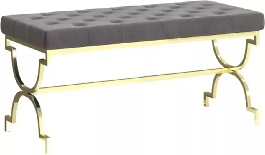 VidaXL -Bankje-99-cm-fluweel-en-roestvrij-staal-grijs