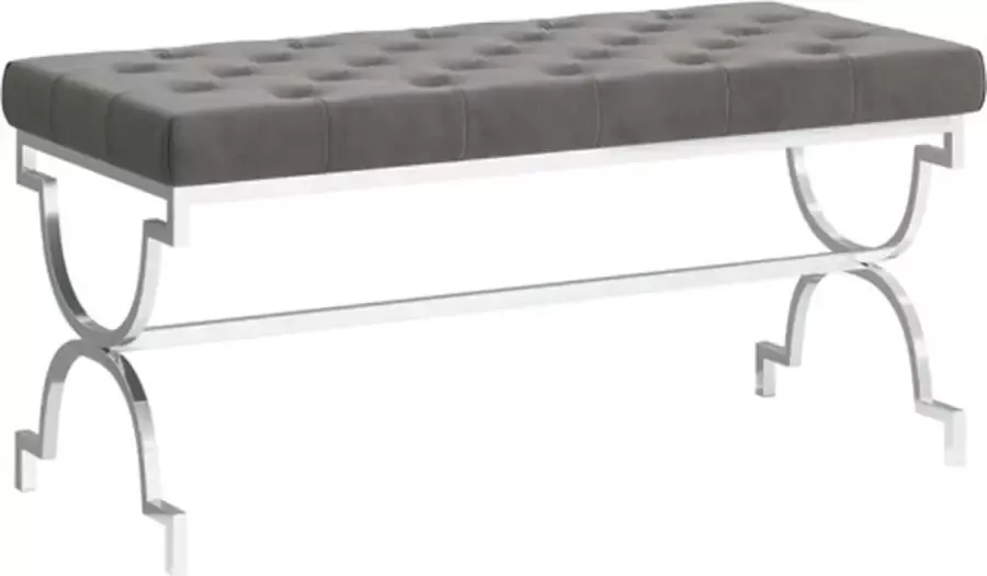 VidaXL -Bankje-99-cm-fluweel-en-roestvrij-staal-grijs