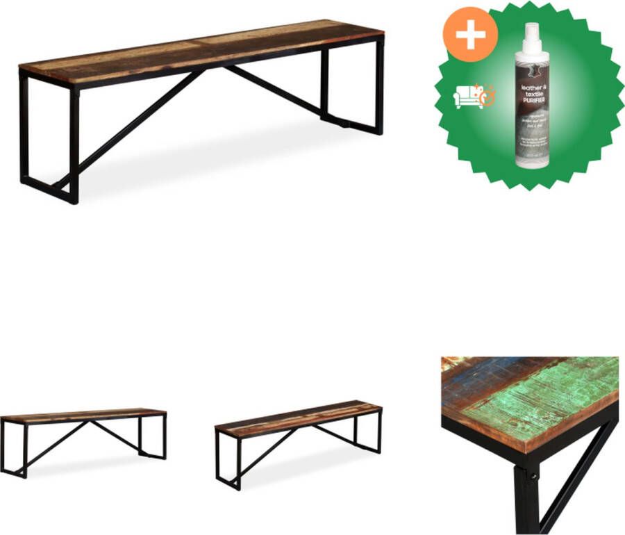 VidaXL Bankje Industriële Stijl Gerecycled Hout 160x35x45 cm Hocker Inclusief Reiniger