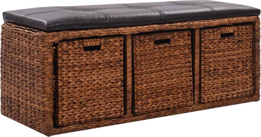 VidaXL -Bankje-met-3-manden-105x40x42-cm-zeegras-bruin