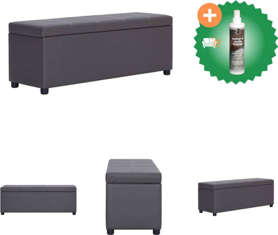 VidaXL Bankje met opbergvak 116 cm kunstleer grijs Hocker Inclusief Reiniger