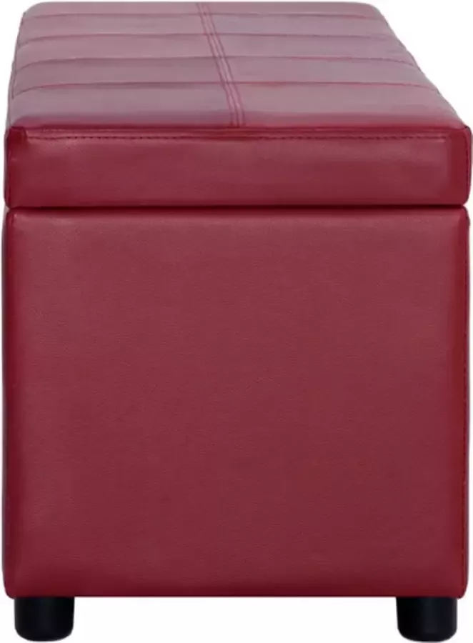 VidaXL Bankje met opbergvak 116 cm kunstleer wijnrood - Foto 4