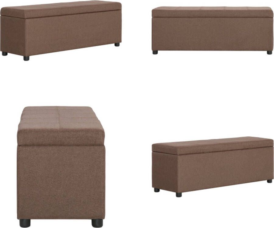 VidaXL Bankje met opbergvak 116 cm polyester bruin Bank Banken Bankje Bankjes