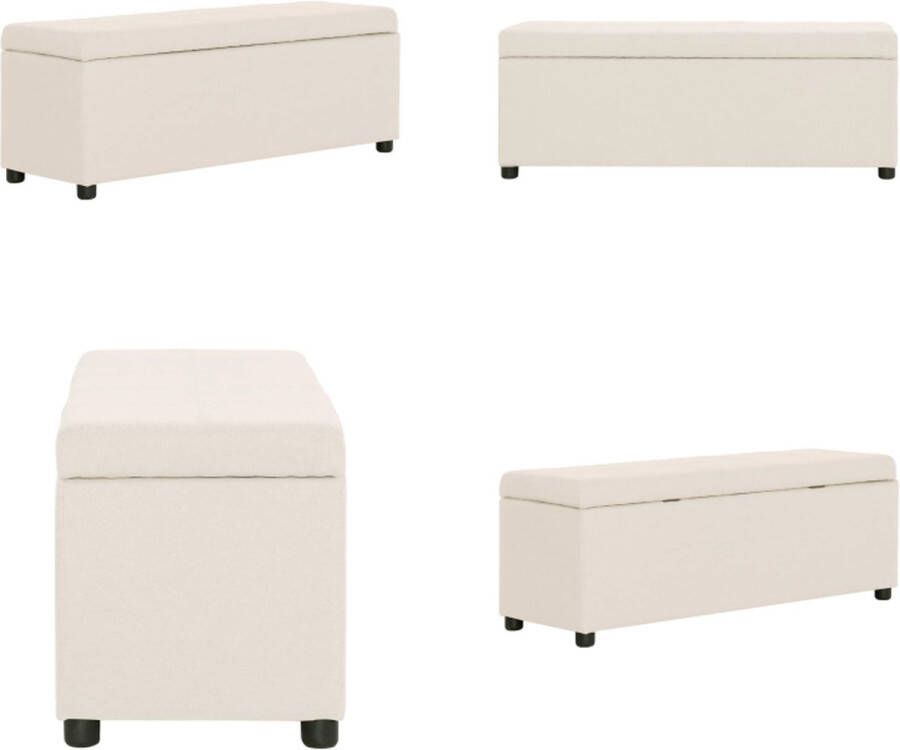 VidaXL Bankje met opbergvak 116 cm polyester crème Bank Banken Bankje Bankjes