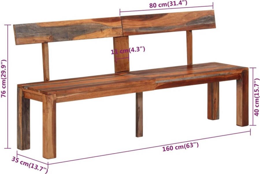 VidaXL -Bankje-met-rugleuning-160-cm-massief-acaciahout-grijs