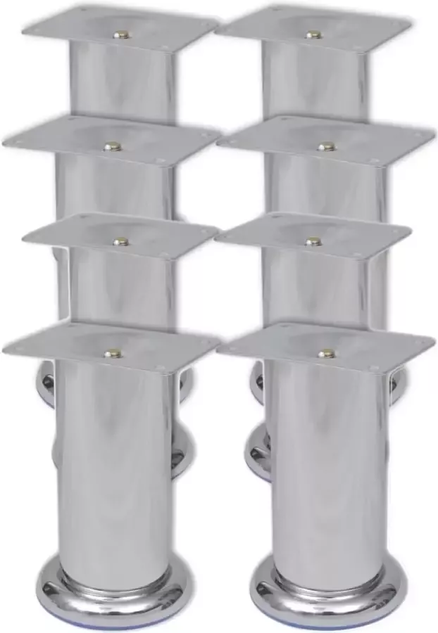 VidaXL -Bankpoten-rond-8-st-120-mm-chroomkleurig