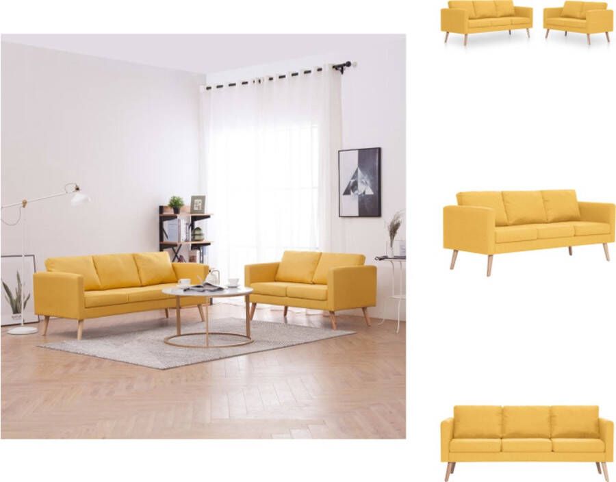 VidaXL Bank Banken Zitbank Zitbanken 2-delig Bankstel stof geel