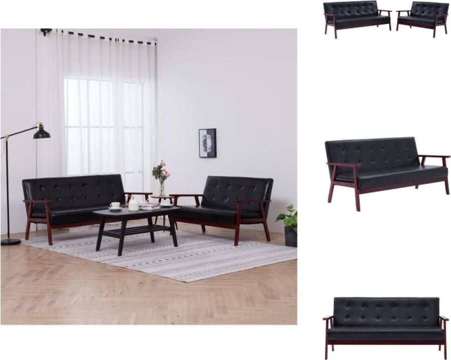 VidaXL Bankstel Bankstellen Bank Stel Bank Stellen 2-delig Bankstel kunstleer zwart - Foto 3