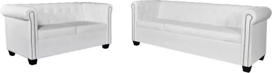 VidaXL Bankstel Chesterfield kunstleer wit