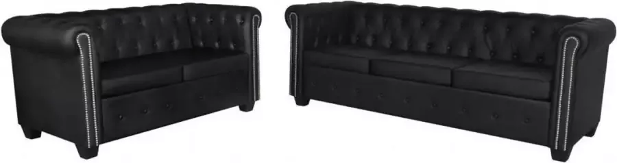 VidaXL Bankstel Chesterfield kunstleer zwart