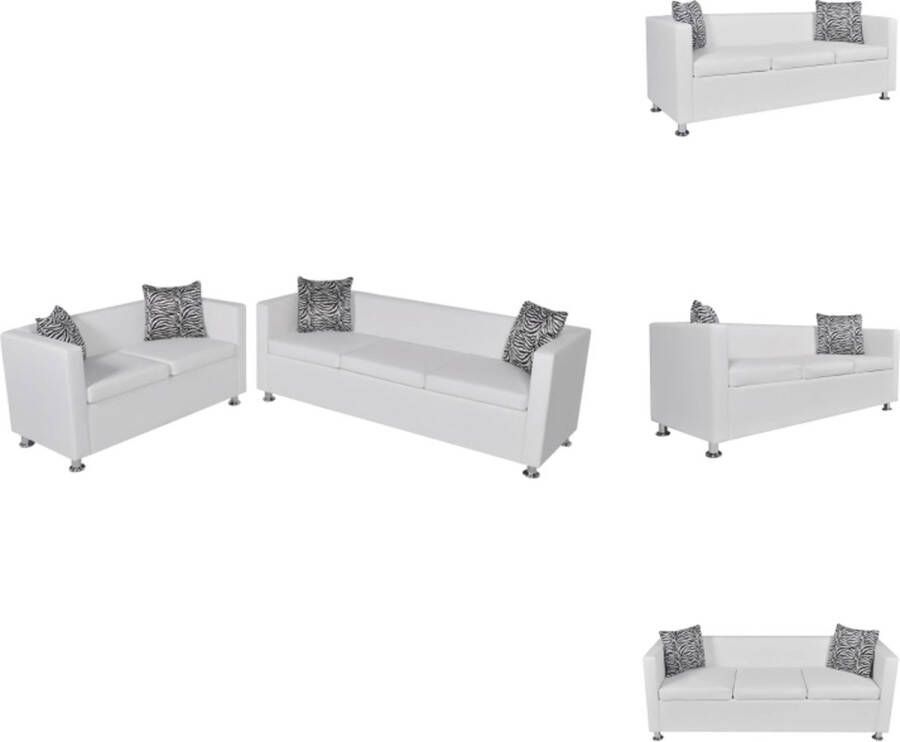 VidaXL Bank Banken Bankstellen Banken Sets Bankstel kunstleer wit