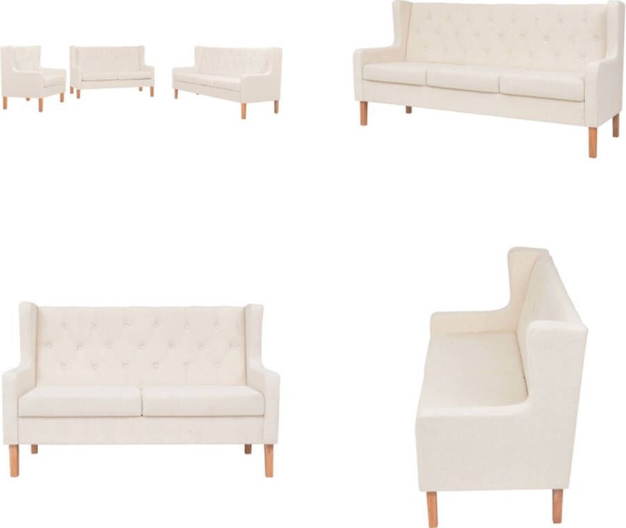 VidaXL Bankstel stof crèmewit 3-delig Bankstel Bankstellen Moderne Bank Moderne Banken