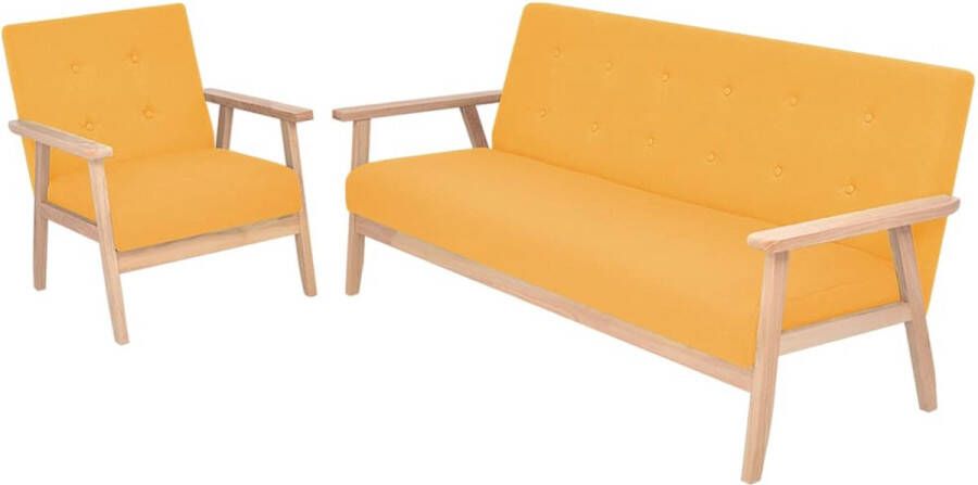 VidaXL -Bankstel-stof-geel-2-delig