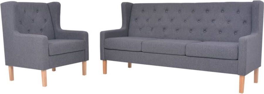 VidaXL -Bankstel-stof-grijs-2-delig - Foto 2